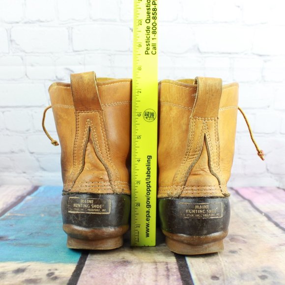 Vintage LL Bean Brown Leather Unlined Maine Hunting Shoe Duck Boots Size 8 - Picture 7 of 9